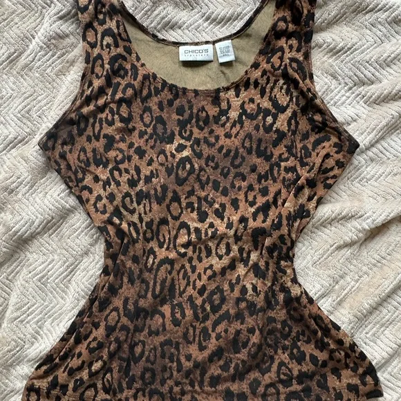 Chico's Brown and Black Leopard Print Tank Top - Picture 1 of 1